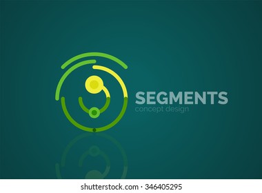 Esquema mínimo logotipo geométrico abstracto, icono comercial lineal hecho de segmentos de línea, elementos. Ilustración del vector
