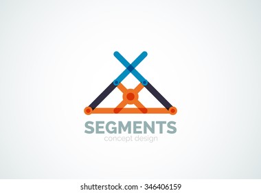 Outline minimal abstract geometric logo, linear business icon made of line segments, elements. Vector illustration