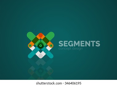 Outline minimal abstract geometric logo, linear business icon made of line segments, elements. Vector illustration