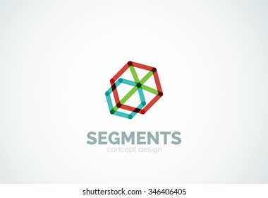 Outline minimal abstract geometric logo, linear business icon made of line segments, elements. Vector illustration