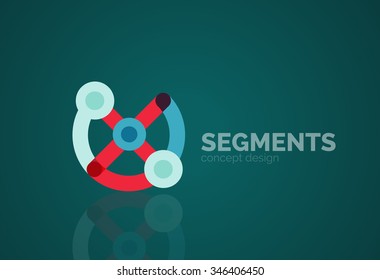 Esquema mínimo logotipo geométrico abstracto, icono comercial lineal hecho de segmentos de línea, elementos. Ilustración del vector