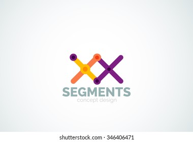 Esquema mínimo logotipo geométrico abstracto, icono comercial lineal hecho de segmentos de línea, elementos. Ilustración del vector