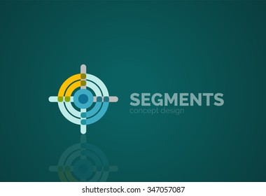 Esquema mínimo logotipo geométrico abstracto, icono comercial lineal hecho de segmentos de línea, elementos. Ilustración del vector