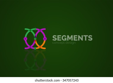 Outline minimal abstract geometric logo, linear business icon made of line segments, elements. Vector illustration