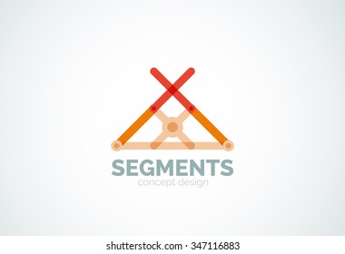 Descrever o logotipo geométrico abstrato mínimo, ícone de negócios linear feito de segmentos de linha, elementos. Ilustração vetorial
