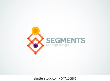 Outline minimal abstract geometric logo, linear business icon made of line segments, elements. Vector illustration