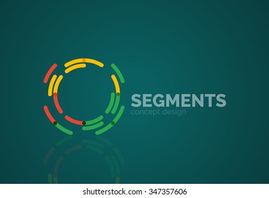 Esquema mínimo logotipo geométrico abstracto, icono comercial lineal hecho de segmentos de línea, elementos. Ilustración del vector