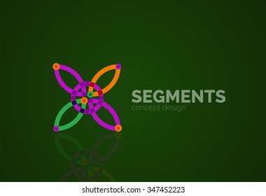 Outline minimal abstract geometric logo, linear business icon made of line segments, elements. Vector illustration