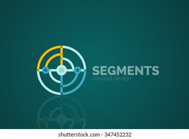 Esquema mínimo logotipo geométrico abstracto, icono comercial lineal hecho de segmentos de línea, elementos. Ilustración del vector