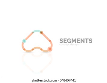 Outline minimal abstract geometric logo, linear business icon made of line segments, elements. Vector illustration