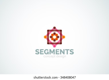 Esquema mínimo logotipo geométrico abstracto, icono comercial lineal hecho de segmentos de línea, elementos. Ilustración del vector
