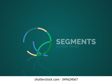 Outline minimal abstract geometric logo, linear business icon made of line segments, elements. Vector illustration