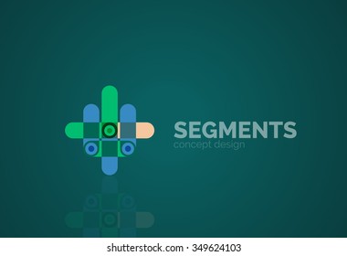 Esquema mínimo logotipo geométrico abstracto, icono comercial lineal hecho de segmentos de línea, elementos. Ilustración del vector