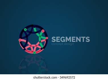 Esquema mínimo logotipo geométrico abstracto, icono comercial lineal hecho de segmentos de línea, elementos. Ilustración del vector