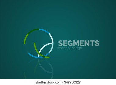 Umriss minimales abstraktes geometrisches Logo, lineares Geschäftssymbol aus Liniensegmenten, Elementen. Vektorgrafik