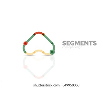 Esquema mínimo logotipo geométrico abstracto, icono comercial lineal hecho de segmentos de línea, elementos. Ilustración del vector