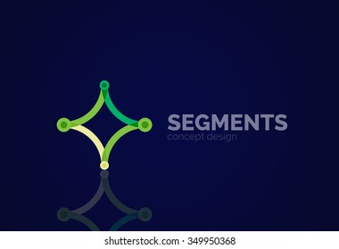 Esquema mínimo logotipo geométrico abstracto, icono comercial lineal hecho de segmentos de línea, elementos. Ilustración del vector