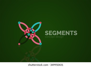 Esquema mínimo logotipo geométrico abstracto, icono comercial lineal hecho de segmentos de línea, elementos. Ilustración del vector