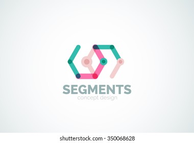 Esquema mínimo logotipo geométrico abstracto, icono comercial lineal hecho de segmentos de línea, elementos. Ilustración del vector