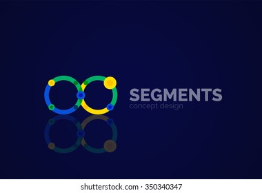 Esquema mínimo logotipo geométrico abstracto, icono comercial lineal hecho de segmentos de línea, elementos. Ilustración del vector