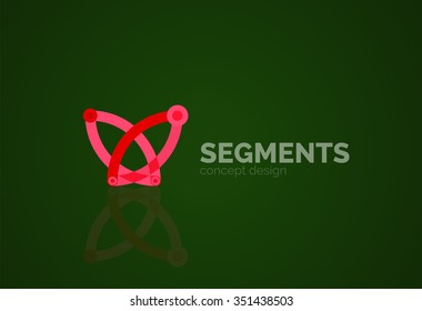 Esquema mínimo logotipo geométrico abstracto, icono comercial lineal hecho de segmentos de línea, elementos. Ilustración del vector