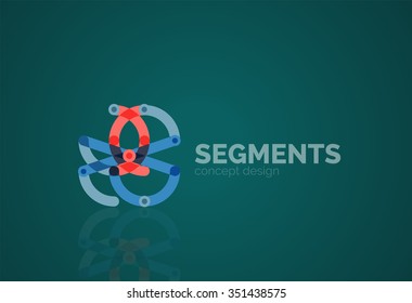 Esquema mínimo logotipo geométrico abstracto, icono comercial lineal hecho de segmentos de línea, elementos. Ilustración del vector