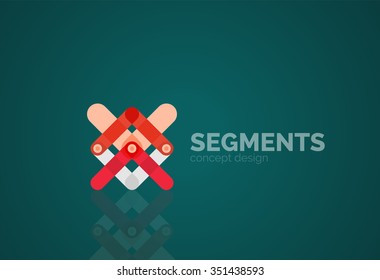 Outline minimal abstract geometric logo, linear business icon made of line segments, elements. Vector illustration