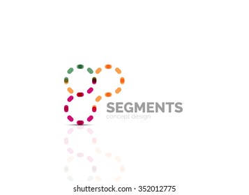 Esquema mínimo logotipo geométrico abstracto, icono comercial lineal hecho de segmentos de línea, elementos. Ilustración del vector
