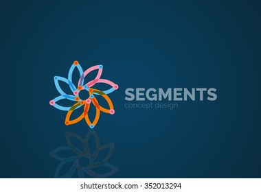 Esquema mínimo logotipo geométrico abstracto, icono comercial lineal hecho de segmentos de línea, elementos. Ilustración del vector