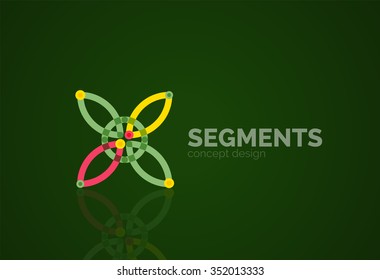 Esquema mínimo logotipo geométrico abstracto, icono comercial lineal hecho de segmentos de línea, elementos. Ilustración del vector