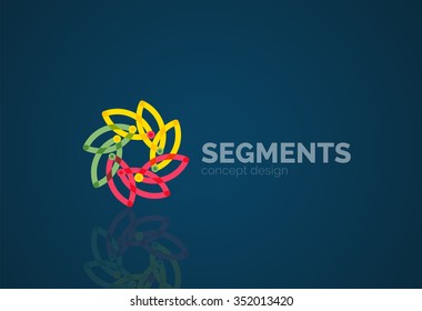 Esquema mínimo logotipo geométrico abstracto, icono comercial lineal hecho de segmentos de línea, elementos. Ilustración del vector