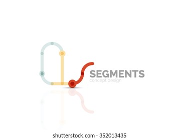 Esquema mínimo logotipo geométrico abstracto, icono comercial lineal hecho de segmentos de línea, elementos. Ilustración del vector