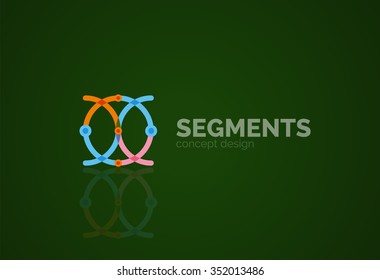 Outline minimal abstract geometric logo, linear business icon made of line segments, elements. Vector illustration