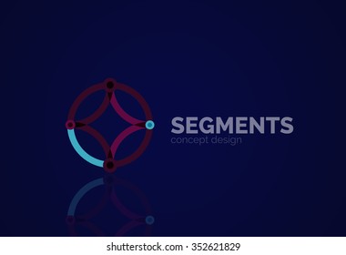 Outline minimal abstract geometric logo, linear business icon made of line segments, elements. Vector illustration