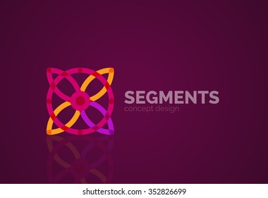 Esquema mínimo logotipo geométrico abstracto, icono comercial lineal hecho de segmentos de línea, elementos. Ilustración del vector