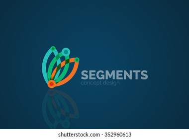 Outline minimal abstract geometric logo, linear business icon made of line segments, elements. Vector illustration