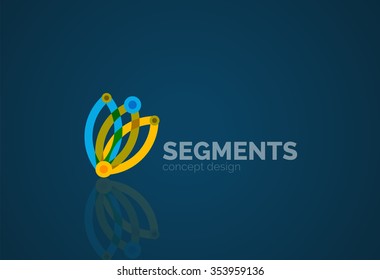 Esquema mínimo logotipo geométrico abstracto, icono comercial lineal hecho de segmentos de línea, elementos. Ilustración del vector