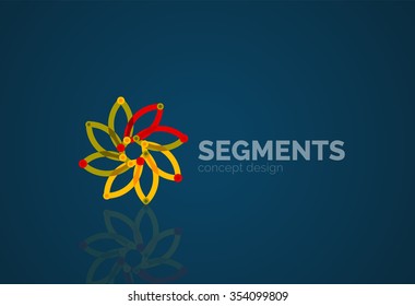 Esquema mínimo logotipo geométrico abstracto, icono comercial lineal hecho de segmentos de línea, elementos. Ilustración del vector