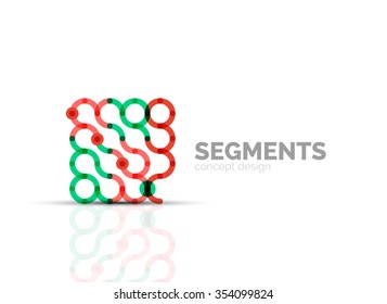 Outline minimal abstract geometric logo, linear business icon made of line segments, elements. Vector illustration