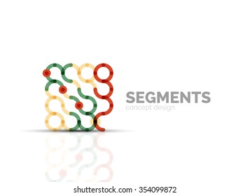 Outline minimal abstract geometric logo, linear business icon made of line segments, elements. Vector illustration