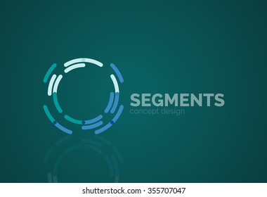 Esquema mínimo logotipo geométrico abstracto, icono comercial lineal hecho de segmentos de línea, elementos. Ilustración del vector