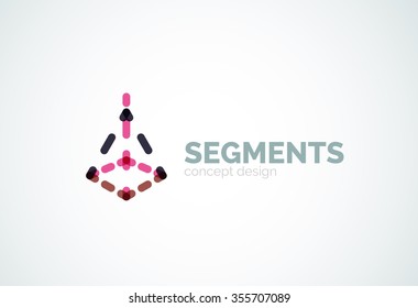 Outline minimal abstract geometric logo, linear business icon made of line segments, elements. Vector illustration