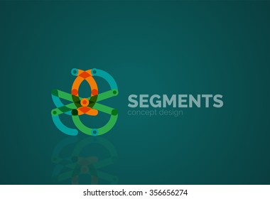 Outline minimal abstract geometric logo, linear business icon made of line segments, elements. Vector illustration