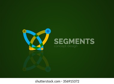 Esquema mínimo logotipo geométrico abstracto, icono comercial lineal hecho de segmentos de línea, elementos. Ilustración del vector