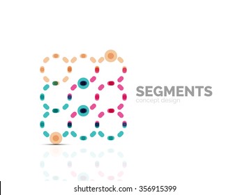 Esquema mínimo logotipo geométrico abstracto, icono comercial lineal hecho de segmentos de línea, elementos. Ilustración del vector