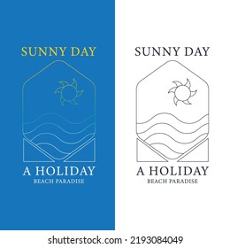 Outline Minimal Beach Print. Summer Vibes Beach Paradise. Editable Vector File  