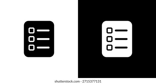 Ícone de Lista de Tarefas de Lista de Verificação Minimalista de Tópicos Estilo Preto-e-Branco