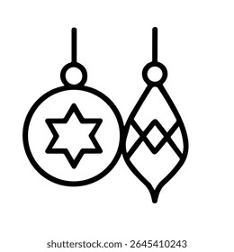 Outline Minimalist Christmas Ornaments Hanging with Star and Abstract Shape Decoration