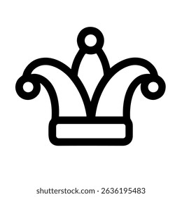 Outline Minimalist Jester Hat with Bells Carnival Party Icon Symbol