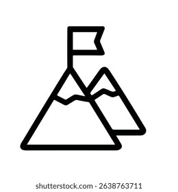 Outline Minimalist Mountain Top With Flag Destination Symbol Icon Graphic